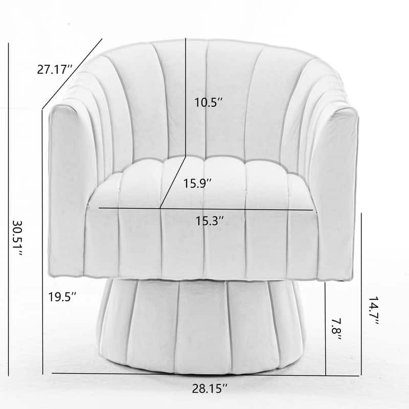 SEYNAR Modern Glam Velvet Upholstered Round 360 Degree Swivel Accent Barrel Chair Set of 2
