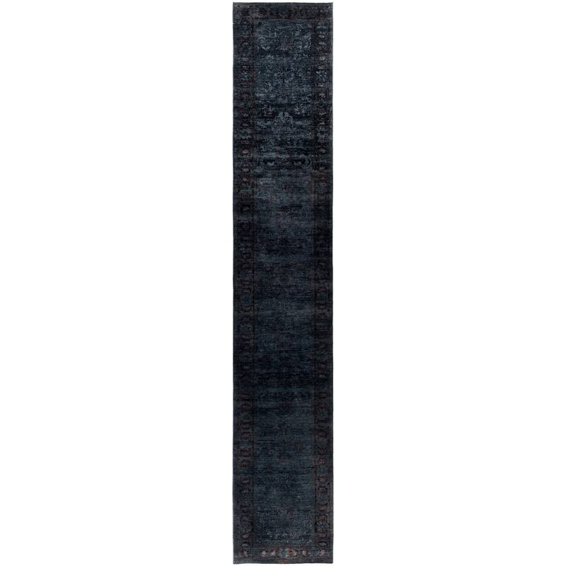 Overdyed One-of-a-Kind Hand-Knotted Area Rug - Black - 3' 0" x 17' 4"