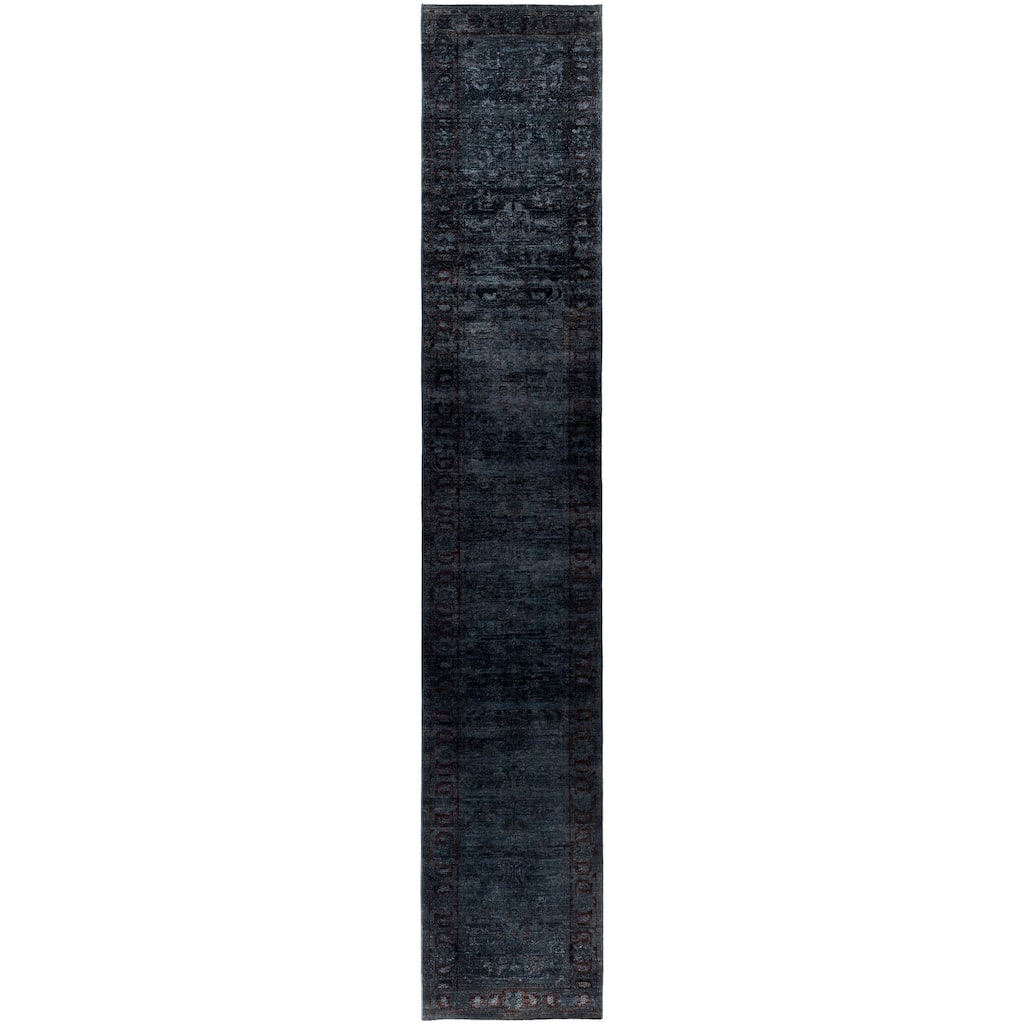 Overdyed One-of-a-Kind Hand-Knotted Area Rug - Black - 3' 0" x 17' 4"