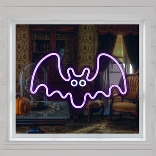 15" Purple LED Neon Style Purple Bat Halloween Window Silhouette - Bed Bath & Beyond - 37213226