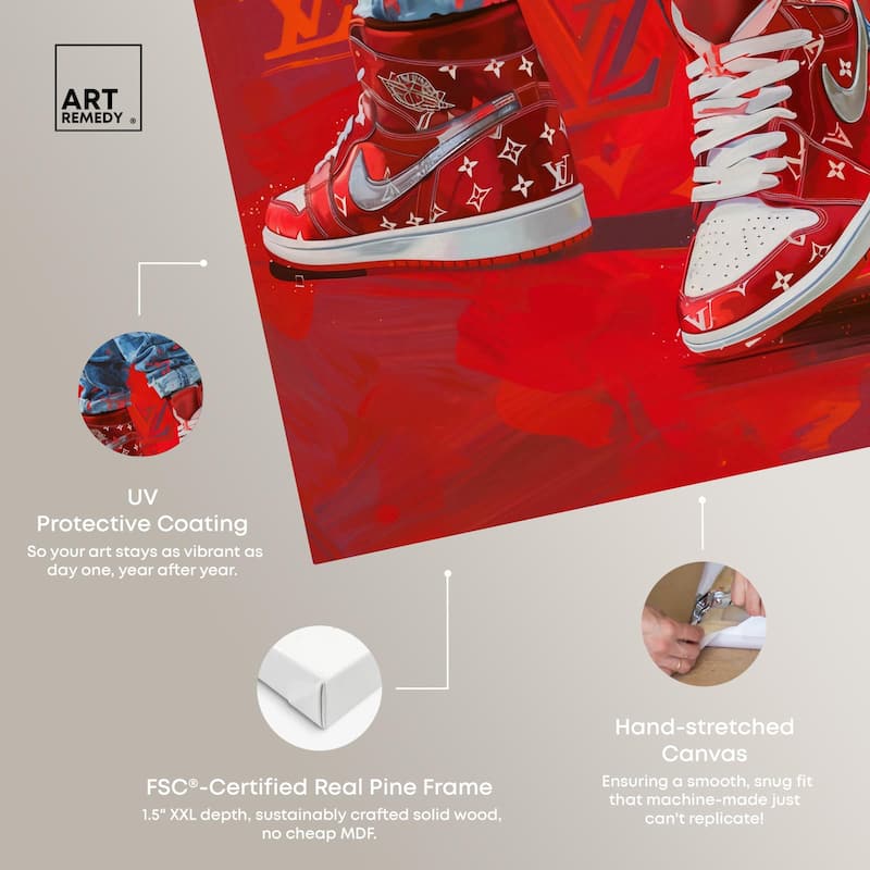 Bold Red Glam Sneakers Canvas by Art Remedy, Gallery Wrapped