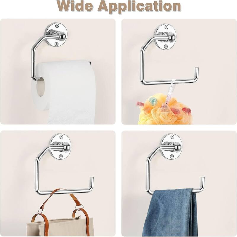 3 PCS Bathroom Hardware Set Towel Rings and Toilet Paper Holder with Screws
