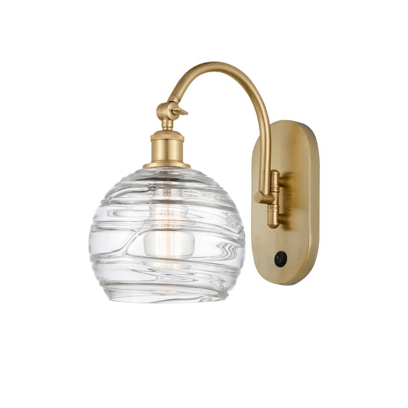 Innovations Lighting 518-1W-14-8 Athens Sconce Athens 14" Tall Wall - Satin Gold / Clear Deco Swirl