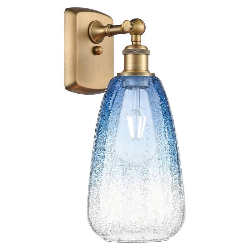 Innovations Lighting 516-1W-14-6 Brookhaven Almond Sconce Brookhaven - Brushed Brass / Sapphire Blue