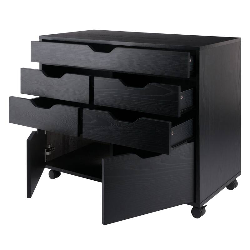 5-Drawer Mobile Cabinet Set - 32" - Black