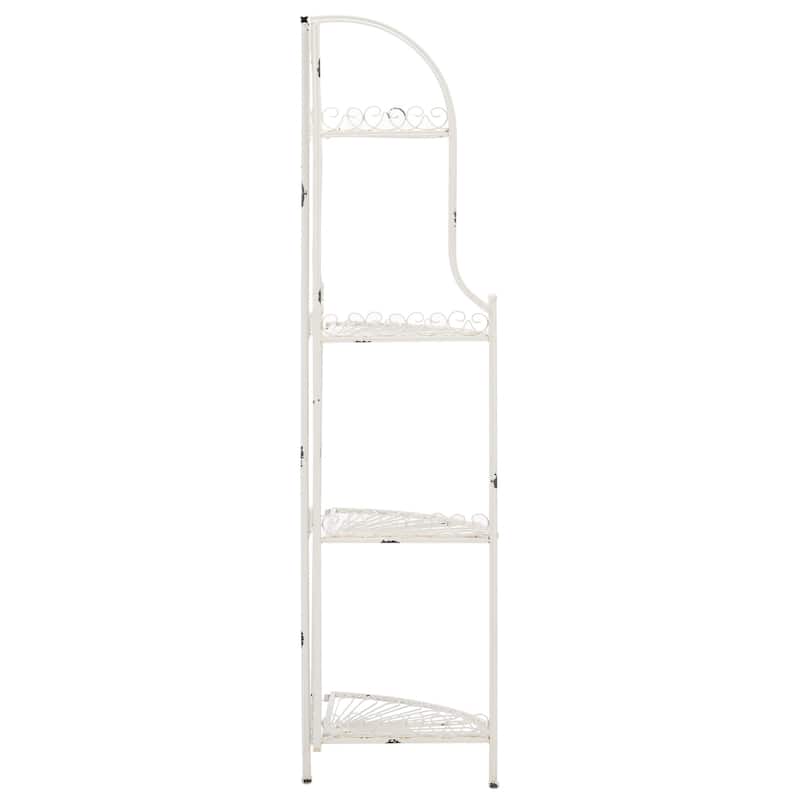 SAFAVIEH Shyla Victorian Wrought Iron 4-Tier Outdoor Corner Shelf - 14 In. W x 14 In. D x 60 In. H - 14Wx14Dx60H
