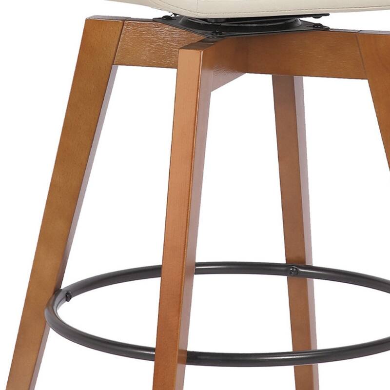 Fabric Swivel Bar Stool with Arms, Full Back and Iron Footrest Frame