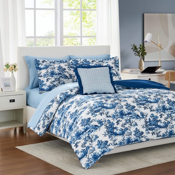 slide 2 of 6, Modern Threads 8-Piece Printed Complete Bed Set - Shaya Toile Design King