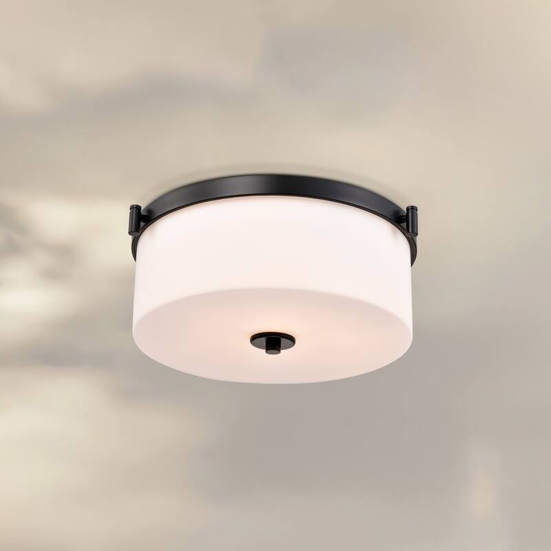Liam 3 Light Flush Mount Matte Black White Opal Glass - Matte Black