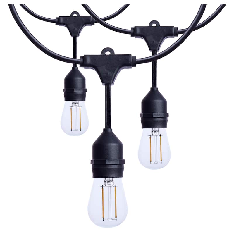 24 Foot LED String Light 12-S14 Lamps 2700K CCT Black 120 Volt
