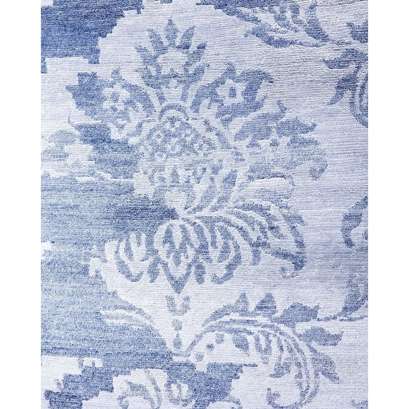 Modern One-of-a-Kind Handmade Area Rug, Blue - 9' 0" x 12' 1"