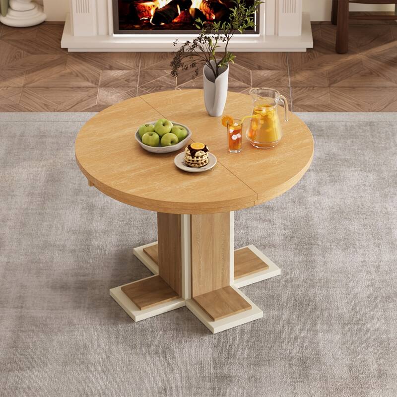 Vintage Oval Expandable Dining Table,Solid Wood Table for 6 in Kitchen