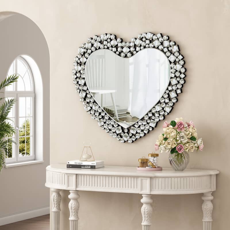 Crystal Accent Heart Wall Mirror