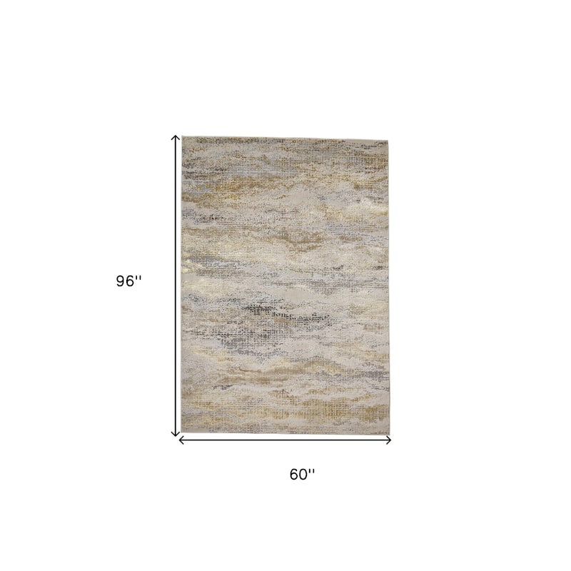 Zimeg Abstract Stain Resistant Area Rug By HomeRoots - 5' x 8'