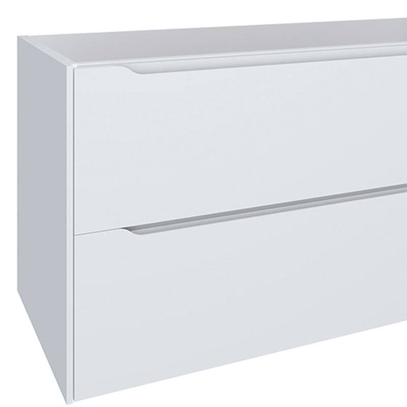 HomeRoots 48" White Wood Floating Bathroom Vanity With White Sink And Two Drawers - 48.00 in. x 18.00 in. x 19.00 in.