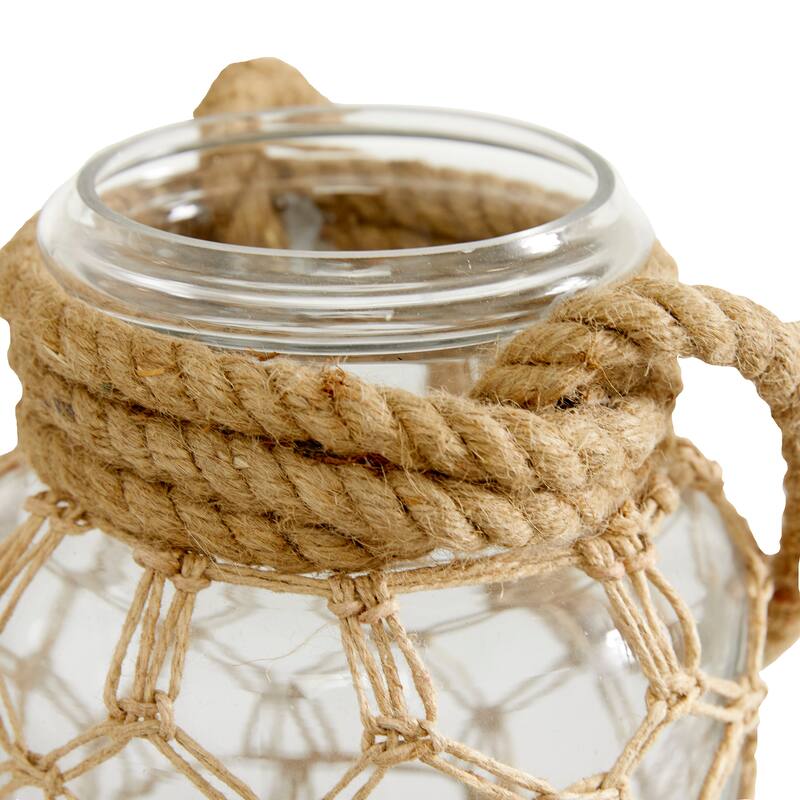 Clear Glass Candle Lantern with Rope Handle