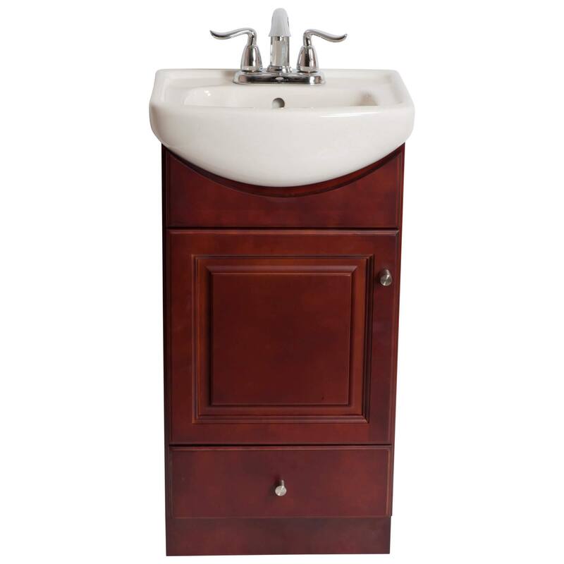 Fine Fixtures Petite 18-inch Dark Cherry/ White Bathroom Vanity