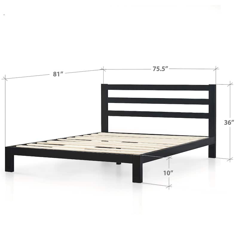 Priage by ZINUS Black Metal Platform Bed Frame with Headboard - King