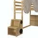 preview thumbnail 4 of 53, Kids Loft Bed with Slide & Ladder, House-Shaped Frame, Storage Shelves, Twin/Full, Natural/Beige