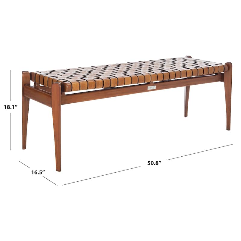 SAFAVIEH Couture Ciresila Leather Bench - 50.8" W x 16.5" D x 18.1" H - 51Wx17Dx18H