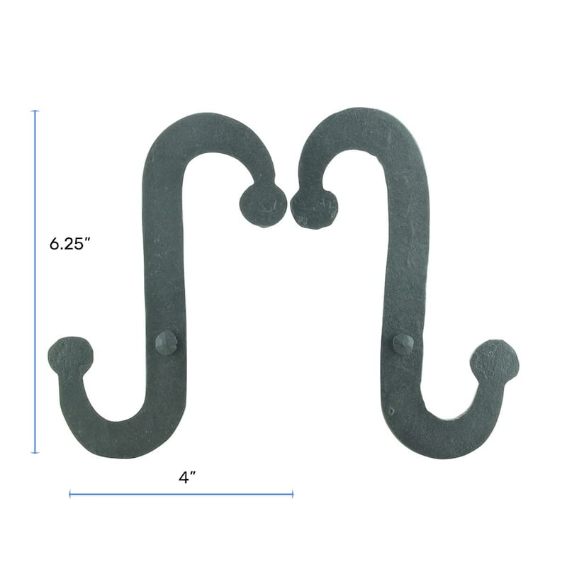 Black Wrought Iron Shutter Dog Holders 6.25" S Shaped Curved Rust Resistant Masonry Mount Renovators Supply