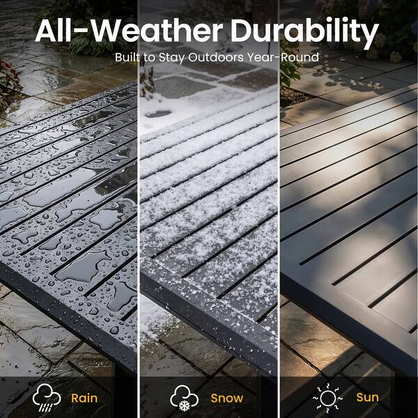 dimension image slide 2 of 7, 9/11/13-Piece Patio Dining Set Outdoor All-Weather Aluminum Dining Table and Woven Twist Wicker Stackable Chairs