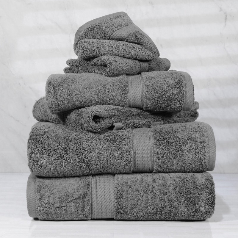 Superior Egyptian Cotton 6 Piece Towel Set Ultra Plush & Absorbent Bath, Hand & Face Towels, Heavyweight Spa Quality