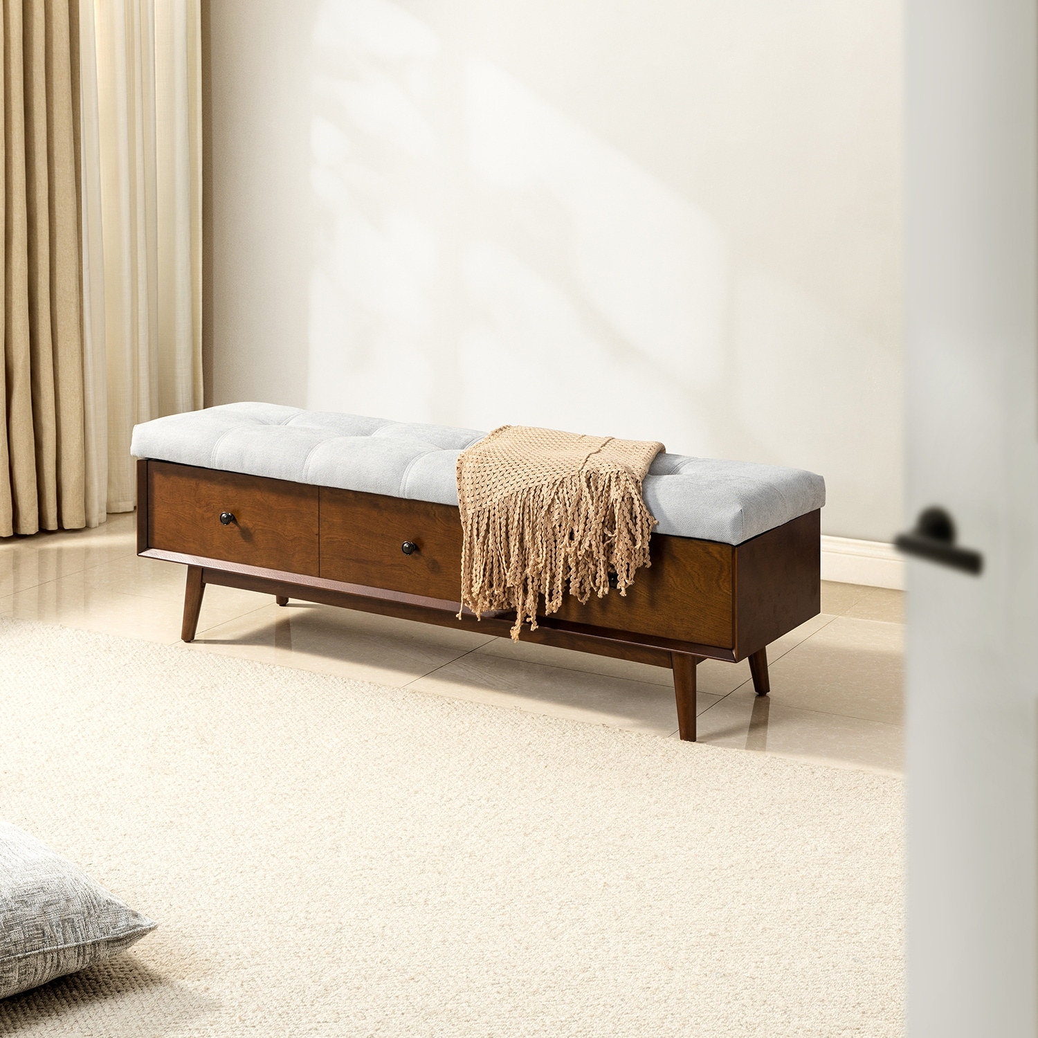 Dolly Mid century Tufted Storage Bench with 45 degree splicing design by HULALA HOME On Sale Bed Bath Beyond 37919991