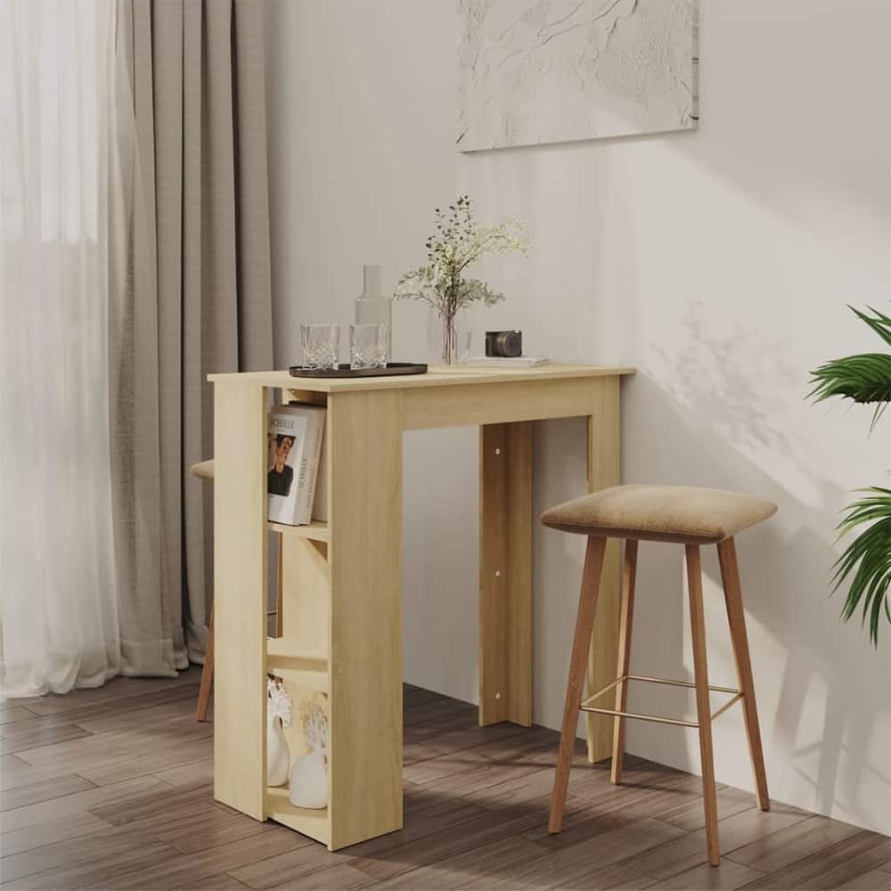 vidaXL Bar Table Kitchen Pub Table Bistro Table with Shelf Engineered Wood - 40.2" x 19.7" x 40.7"
