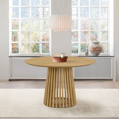 Pasadena 47 inch Solid Wood Round Dining Table with Slatted Pedestal Base
