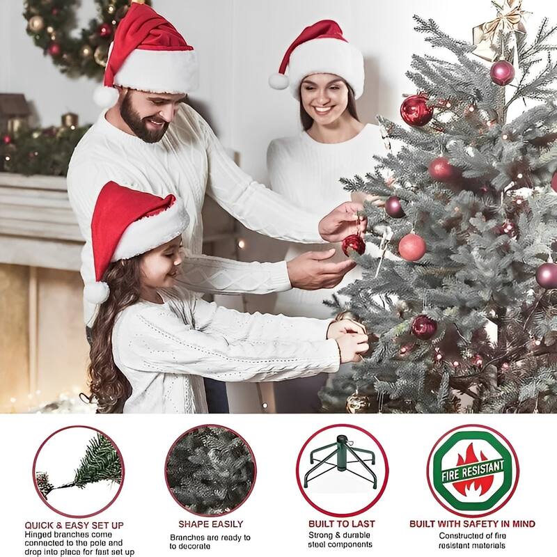 7ft Snow Flocked Slim Artificial Christmas Fir Tree, Premium PE Artificial Christmas Tree