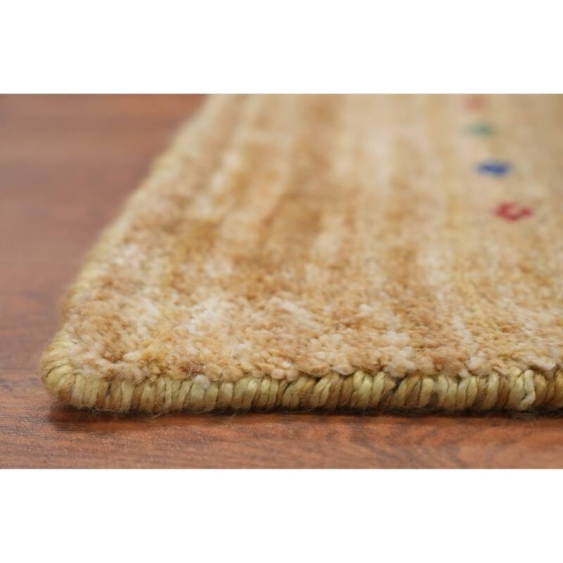 Hand Knotted Oriental Viscose Silk Carpet Tribal Animal Pictorial Yellow & Gold Gabbeh Area Rug - 11' 11'' X 8' 11''