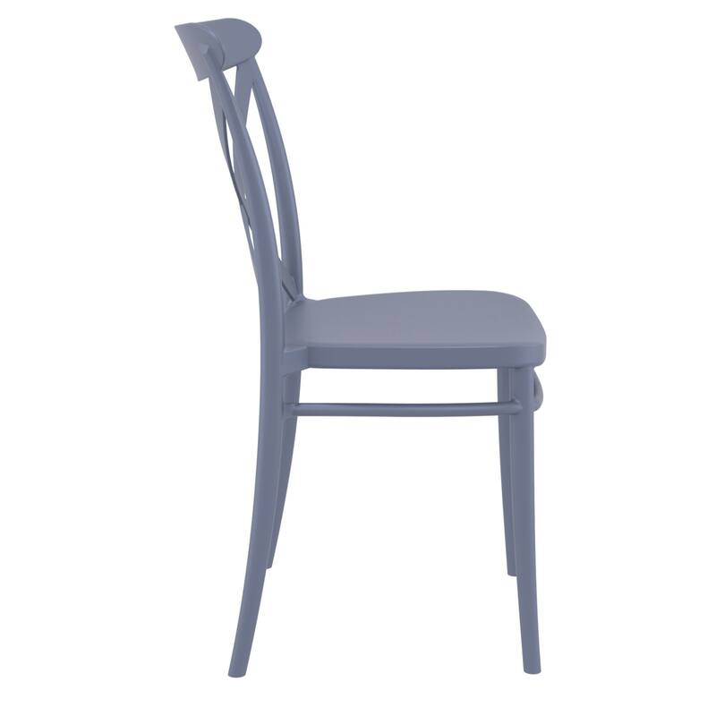 34.25" Gray Patio Cross Armless Dining Chair