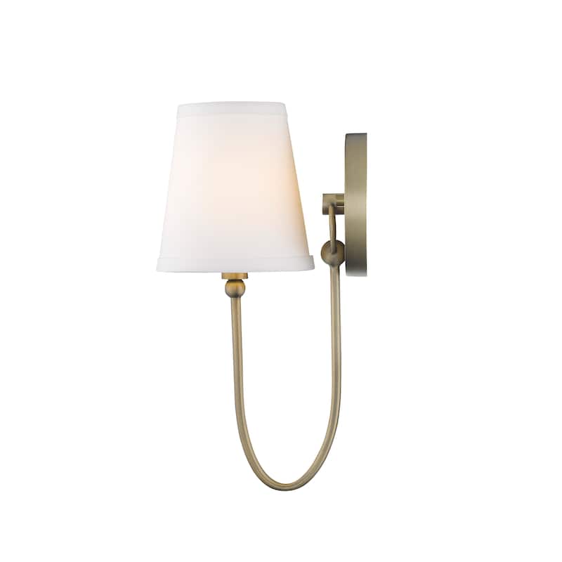 Simple Rustic 1-Light Antique Brass Wall Sconce with Shade