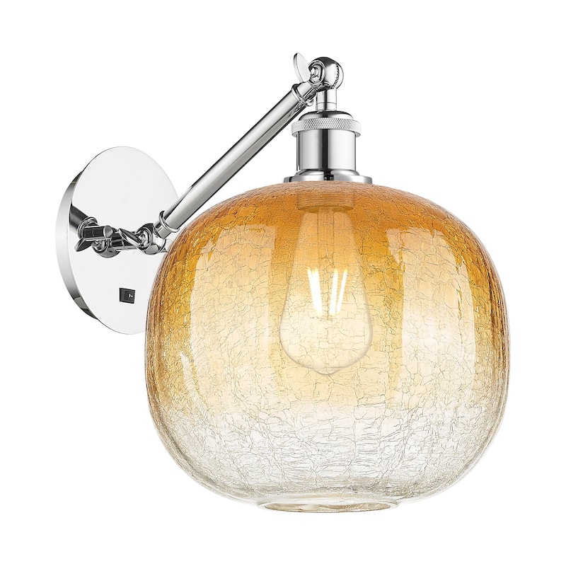Innovations Lighting 317-1W-12-11 Brookhaven Sphere Sconce Brookhaven - Polished Chrome / Amber