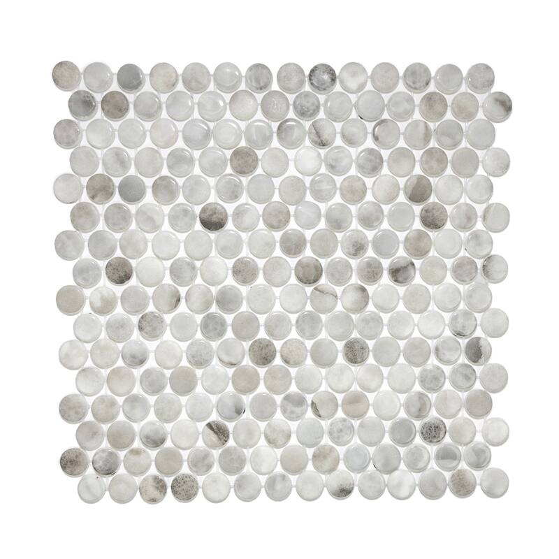 Eterna Penny 12x12 Glass Round Mosaic Tile - Floor, Wall, Backsplash