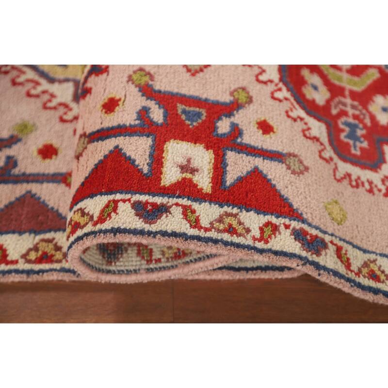 Geometric Kazak Oriental Runner Rug Hallway Handmade Wool Carpet - 2'6" x 9'10"