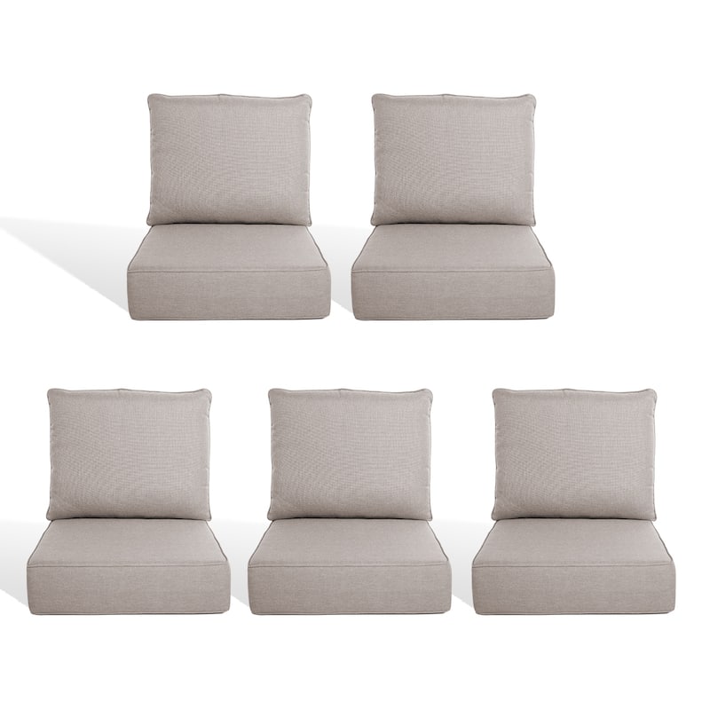 Pocassy 22"x24"x6" Inch Thick Cushions Pillows Indoor Outdoor Cushion 5 Set - Beige Cushion