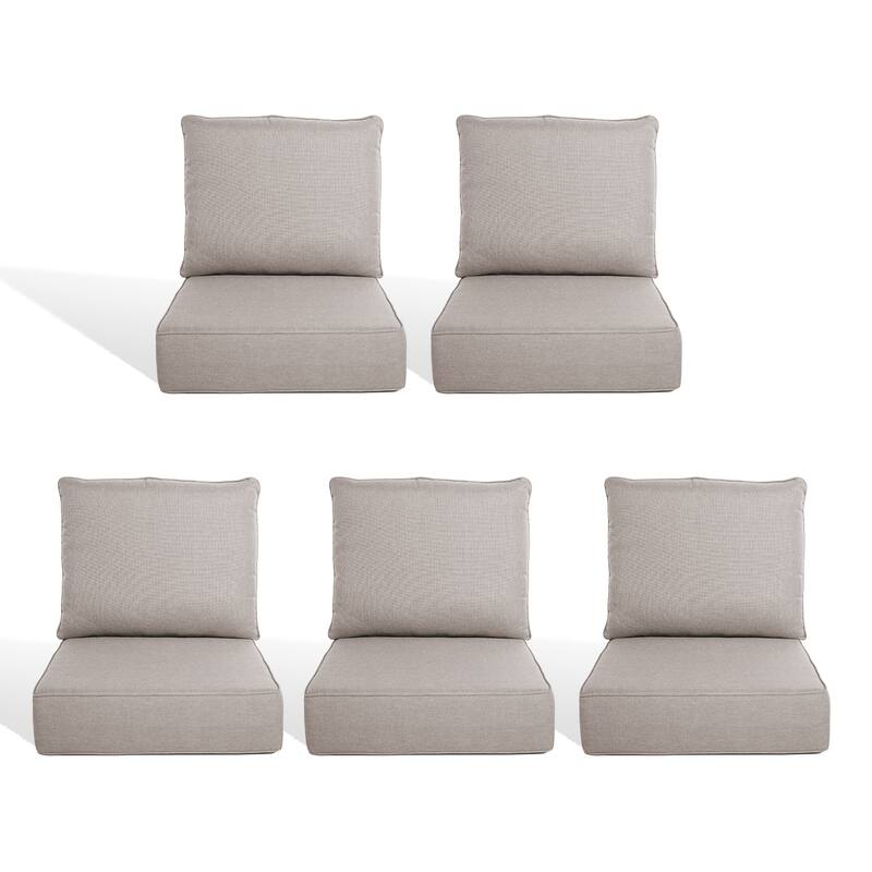 Pocassy 22"x24"x6" Thick Cushions Pillows Indoor & Outdoor Cushion - 5 Set Seat & Back Cushion - Beige Cushion