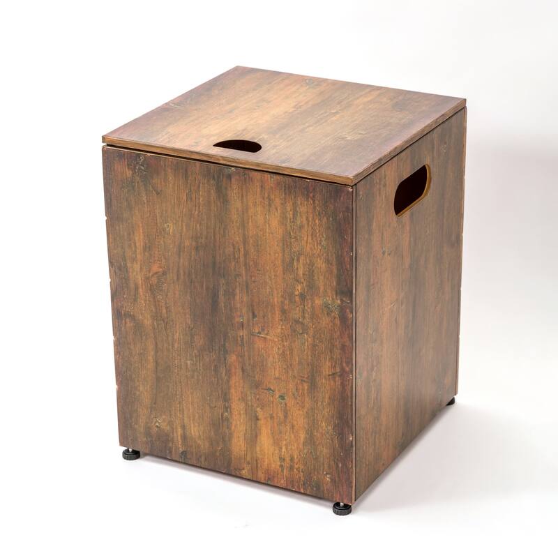 16'' Outdoor Iron Imitation Wood Propane Tank Cover Table for 20 LBS
