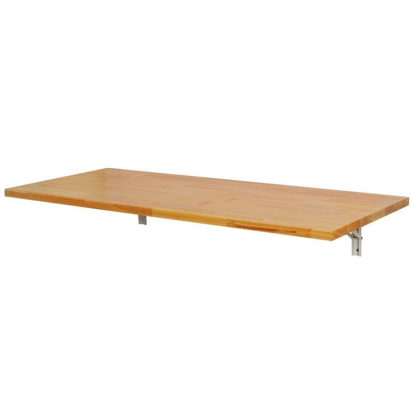 Natural Rubberwood Folding Desk, Wall Mount, 500 lbs Load Capacity and Space Saving