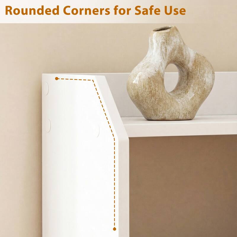 Gymax 2PCS-3-Tier Desktop Bookshelf w/Raised Top Guardrails