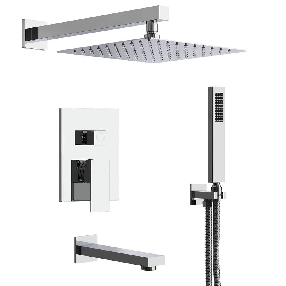 Wall Mounted Shower System Bathtub Facuet Set, High-Pressure 10" Rain Shower Head with Handheld