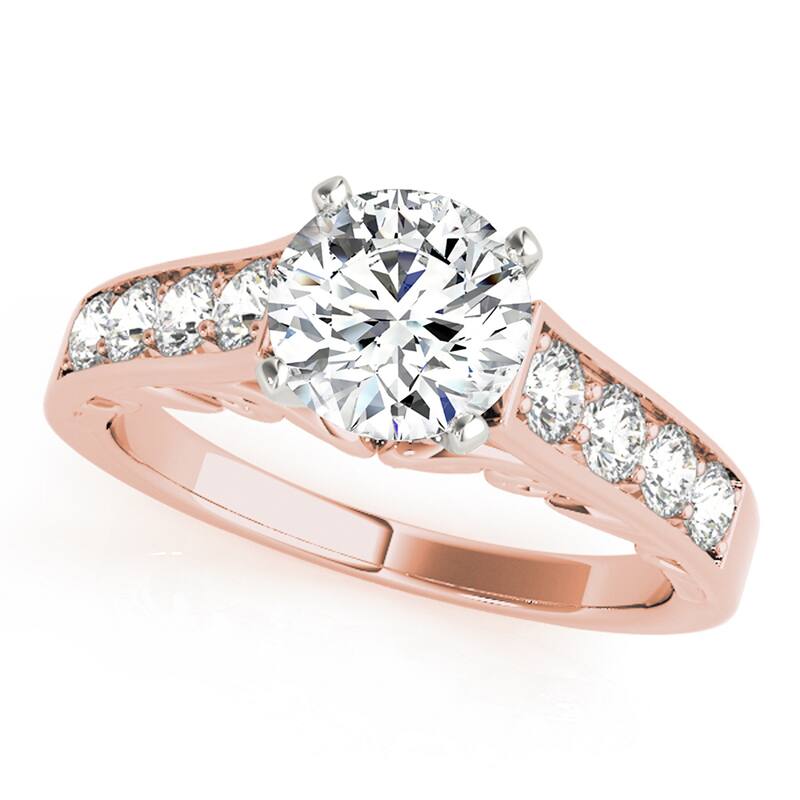 Auriya 14k Rose Gold Lab Grown Round Diamond Engagement Ring 0.50 to 5.00 ct. tw. (F-G VS) - 3.00 ct. center - 4
