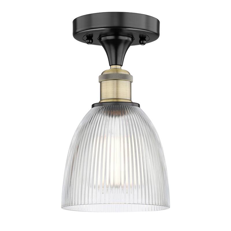Innovations Lighting Edison Castile - 1 Light 6" Semi-Flush Mount - Clear/Black Antique Brass