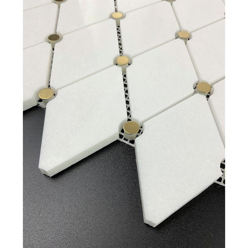Natural Marble Diamond & Gold Metal Circle Mosaic Wall Tiles