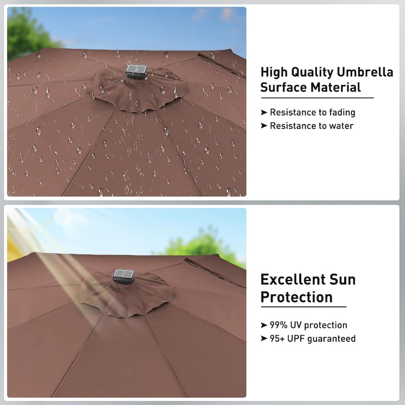 Autlaycil 10ft Solar LED lights Outdoor Patio Umbrella With Base