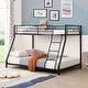preview thumbnail 1 of 5, Black Twin over Full Size Metal Bunk Bed with Ladder and Fence for Kids, Boys and Girls Black