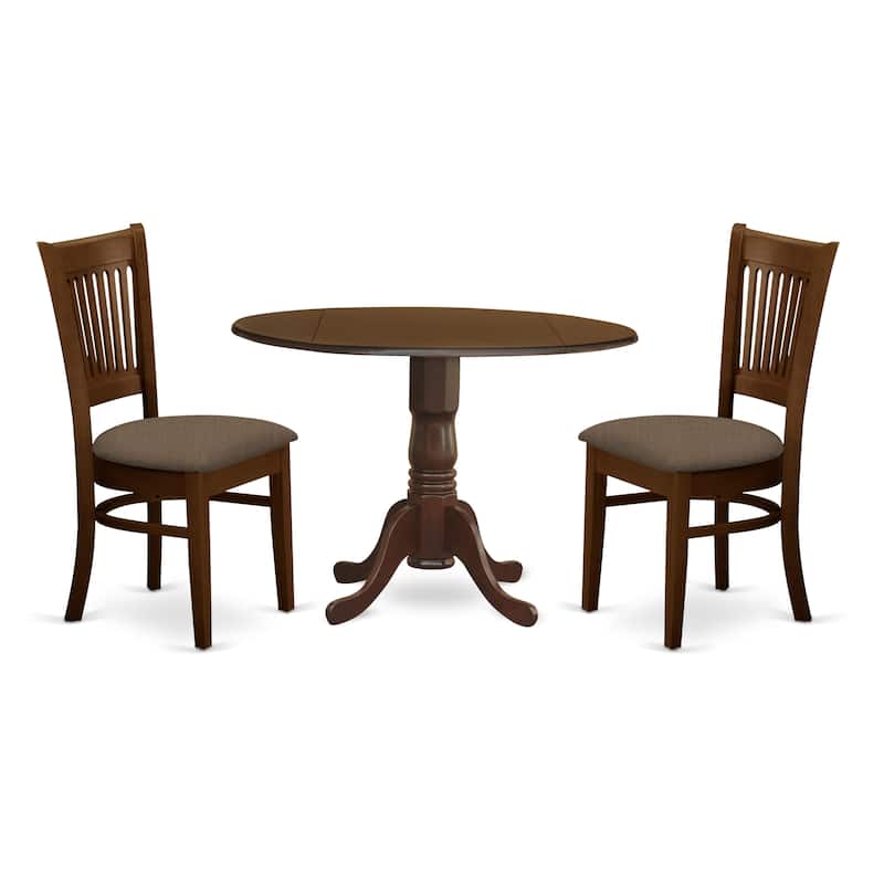 East West Furniture 3 Piece Kitchen Table Set Contains a Round Dining Room Table and 2 Kitchen Chairs, Espresso (Seat Options)