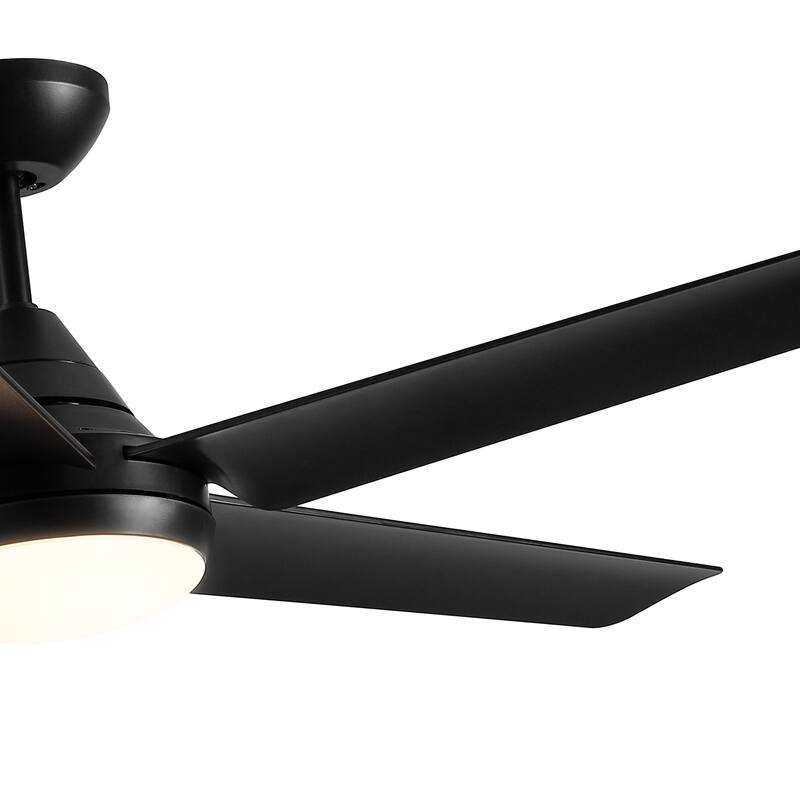 YUHAO 48 in. LED Indoor Matte Black Ceiling Fan with Integrated Light Kit and Remote Control